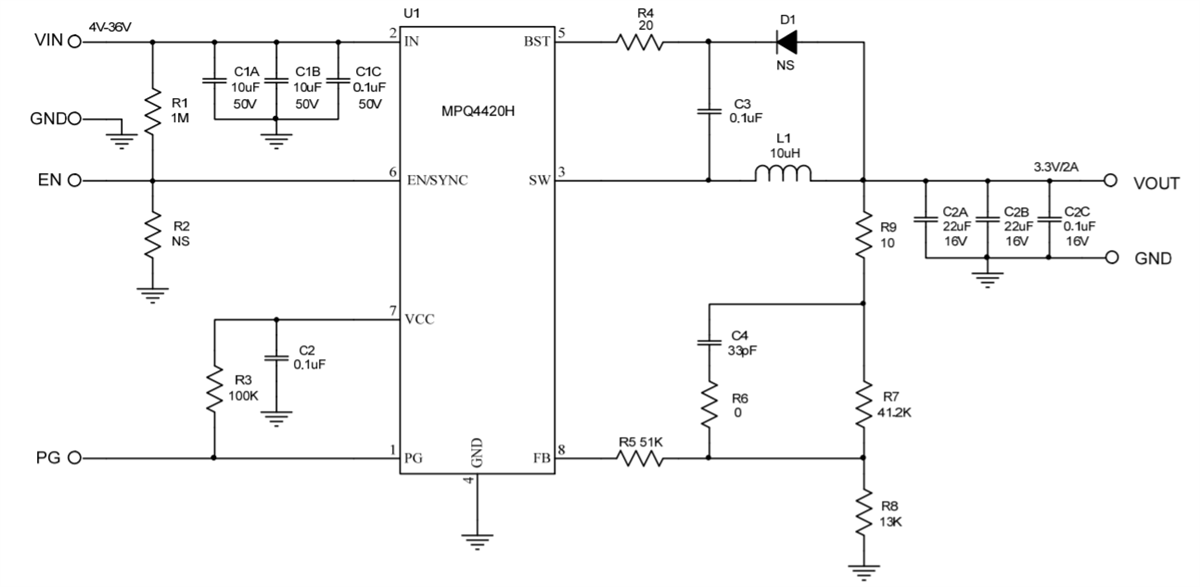 Schematic - Monolithic Power Systems (MPS) EVBL4420H-J-00A Evaluation Board